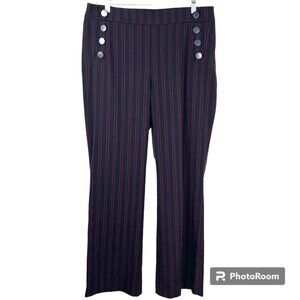 LOFT Navy and Red Striped Wide Leg Pants